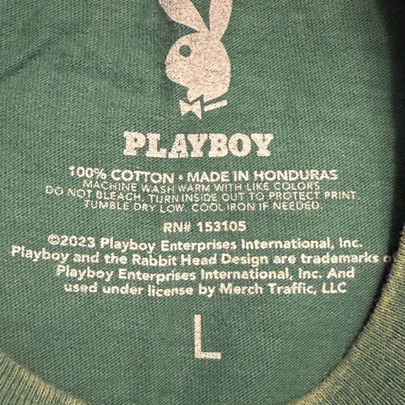 Playboy 1967 Green Graphic Tee Shirt with Logo Unisex L - Picture 5 of 5